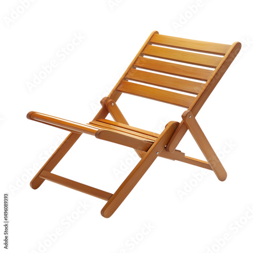 Contemporary Foldable Wooden Beach Chair with a Sle Isolated on Transparent Background