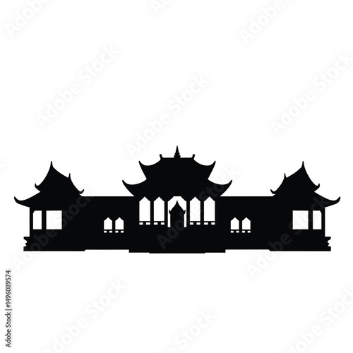 Asian temple silhouette architectural design