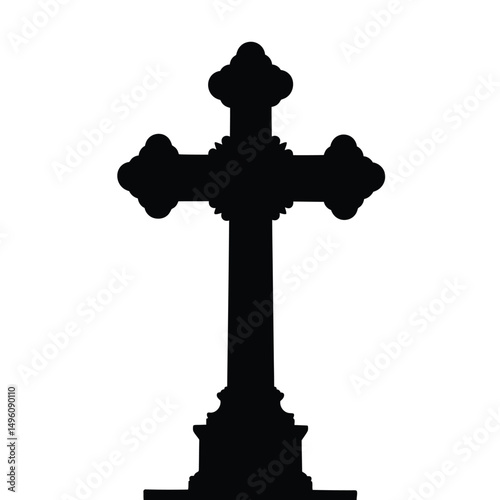 Ornate black cross silhouette religious symbol