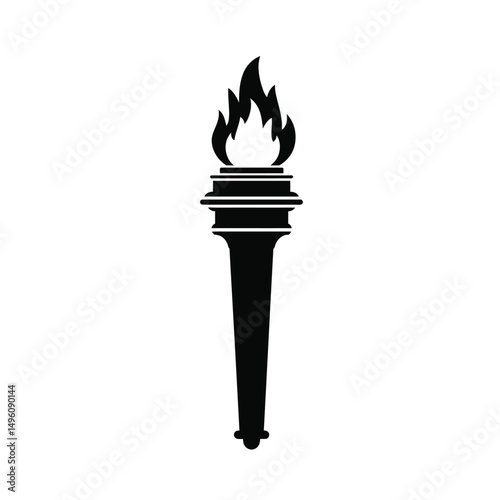 Black silhouette torch icon olympic flame symbol