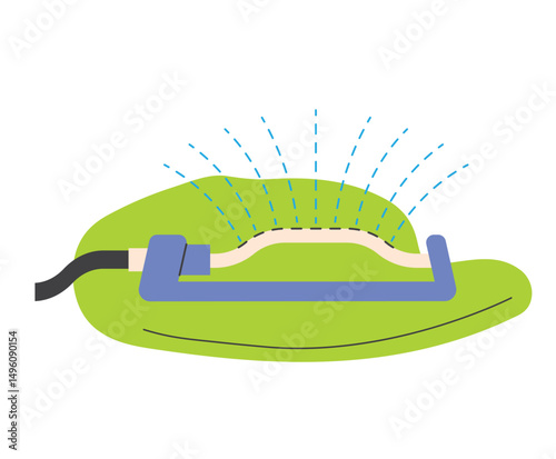 lawn irrigation swinging sprinkler- vector illustration