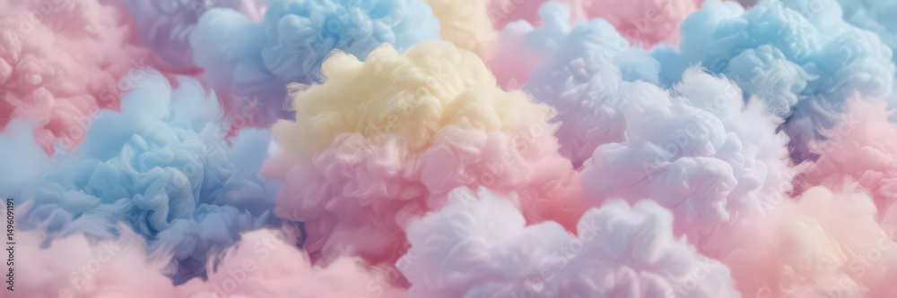 Fototapeta premium Fuzzy pink, blue, and yellow gradient; cotton candy texture , visual, digital