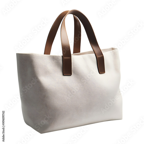 Minimal Canvas Bag with a Smooth Sleek Surface Isolated on Transparent Background