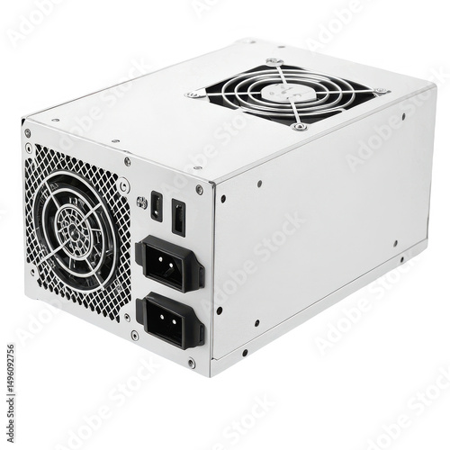 A power supply unit box isolated on transparent background