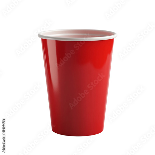 A vibrant red plastic cup stands alone clean and ready