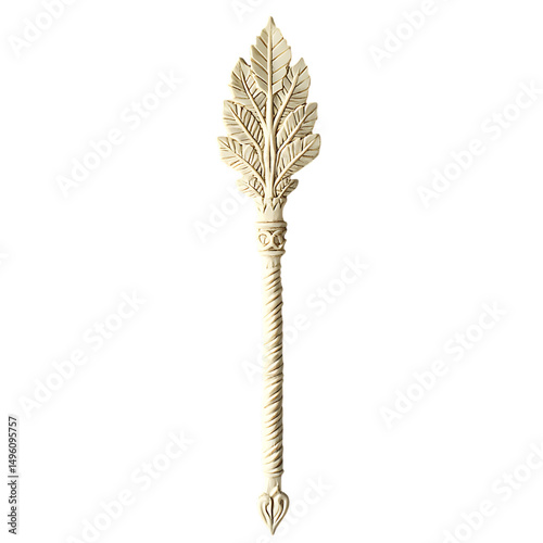 Minimal Arrow with Fine Intricate Detailing in Cream Isolated on Transparent Background