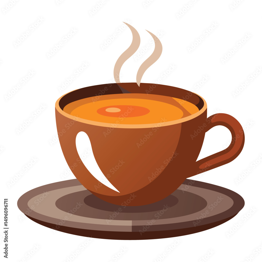 Obraz premium Coffee Cup With Saucer Warm Drink Vector Flat S