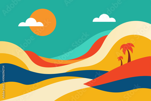 Modern Abstract Summer Flow Shapes and Vibrant Colors Vector Illustration Background