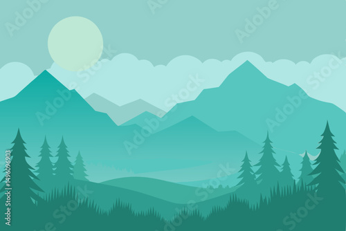 Ethereal Morning Fog Shrouding Nature Wallpaper Vector Illustration Background