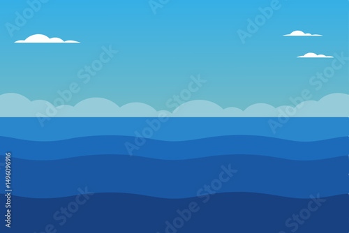 Vast Ocean Horizon Meeting Colorful Sky Wallpaper Background Vector Illustration Background