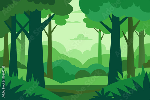 Enchanting Anime Style Forest Background Wallpaper Vector Illustration Background