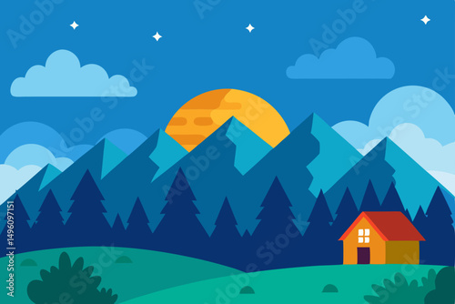 Warm and Cozy Landscape Nature Background Wallpaper Vector Illustration Background