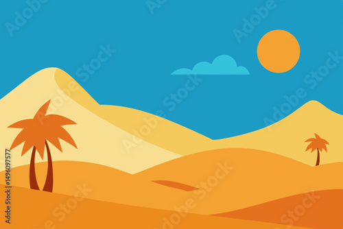 Intense Summer Heatwave in a Hot Desert Landscape Scene Vector Illustration Background