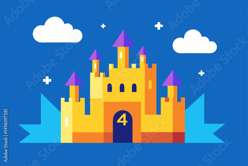 Enchanting 4K Wallpaper of Dreamy Royal Citadel in Fantasy Landscape Vector Illustration Background