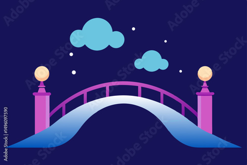 Mystical Dream Bridge Connecting Two Different Worlds in 4K Vector Illustration Background