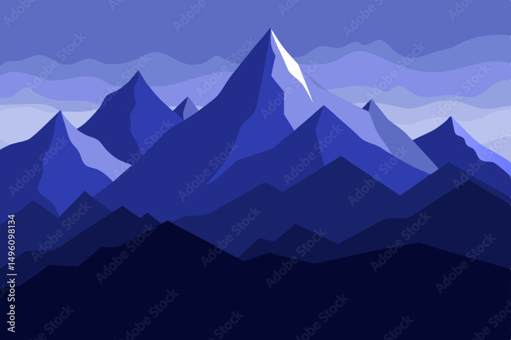Naklejka premium Atmospheric Moody Mountain Range View for Desktop Wallpaper Vector Illustration Background