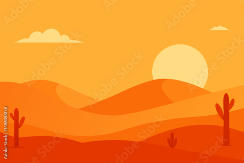 Intense Summer Heatwave in a Hot Desert Landscape Scene Vector Illustration Background