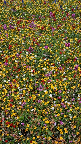 Wallpaper Mural Vibrant wildflowers in a prairie seen from above creating a colorful and intricate natural pattern Torontodigital.ca