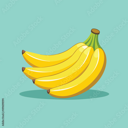Flat Illustration Of A Bunch Of Ripe Yellow Banana (2)
