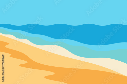 Peaceful Calm Waves Gently Rolling on Sandy Shore 4K Background Vector Illustration Background