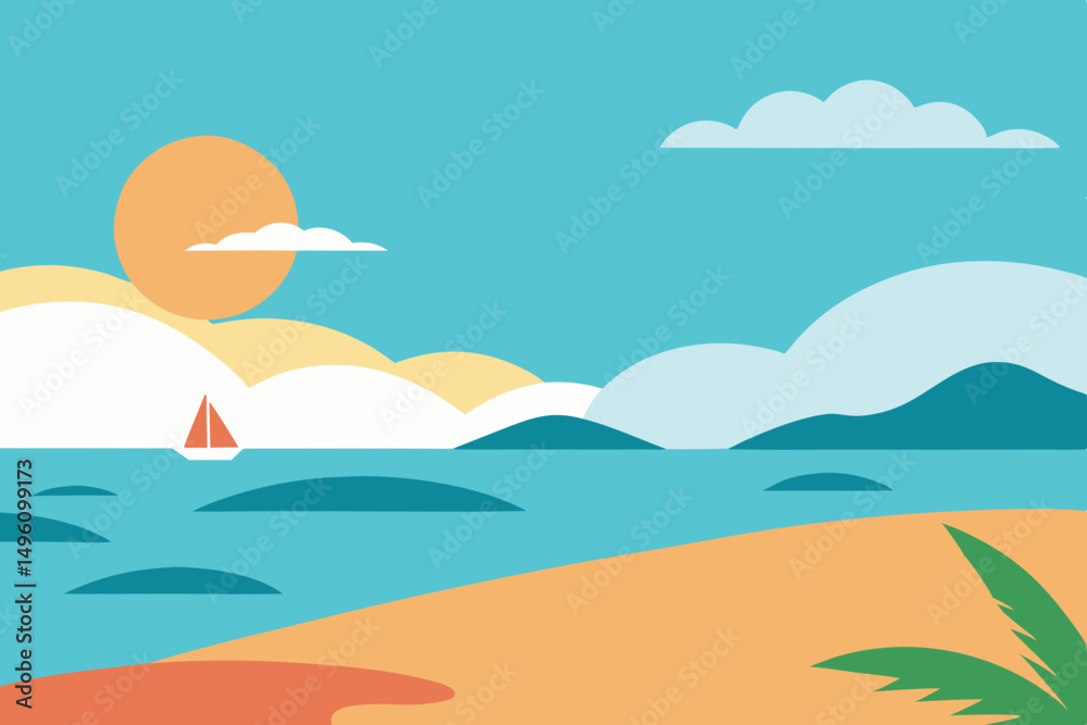 Fototapeta premium tropical beach with palm trees