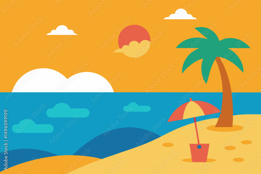 Fototapeta premium vector illustration of a tropical beach