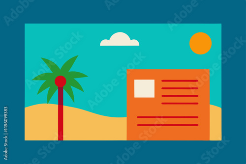 Charming Postcard Design from a Relaxing Summer Getaway Vector Illustration Background