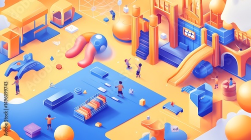 Kids Play Isometric Fun Park.