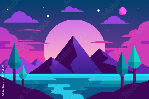 Ethereal Dreamlike AI Generated Nature Scene in Ultra HD Vector Illustration Background