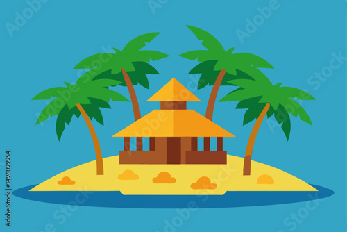 Luxurious Exotic Summer Island Beach Resort Vector Illustration Background