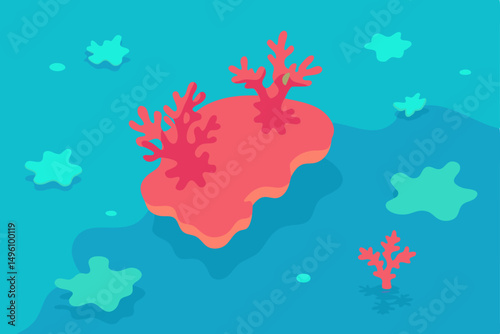 Breathtaking Aerial View of Colorful Coral Reef Ecosystem in 4K Vector Illustration Background