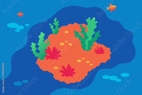 Stunning Aerial View of Vibrant Coral Reef in 4K Vector Illustration Background