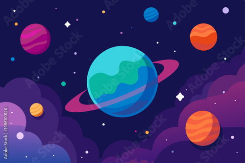Cosmic Space Sky with Nebula and Stars Ultra HD Vector Illustration Background