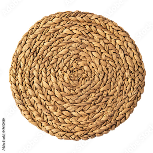 Modern Eco Straw Mat with a Natural Woven Texture Isolated on Transparent Background