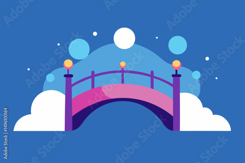 Mystical Dream Bridge Connecting Two Different Worlds in 4K Vector Illustration Background