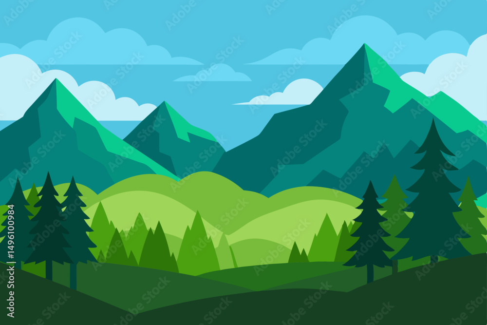Fototapeta premium Stunning High Resolution Nature Landscape Scenery Wallpaper Vector Illustration Background