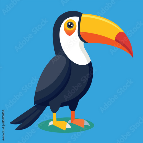 Flat Vector Illustration Of A Tropical Toucan Bird