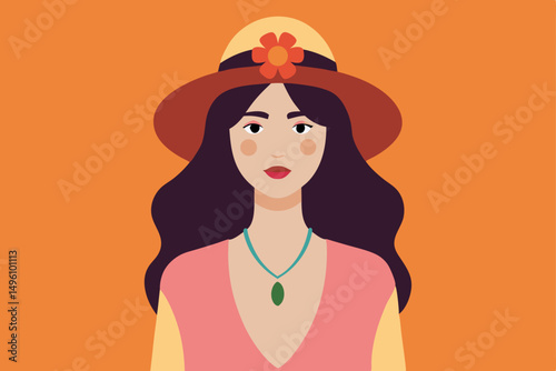 Stylish Boho Chic Fashion Summer Look Illustration Vector Illustration Background