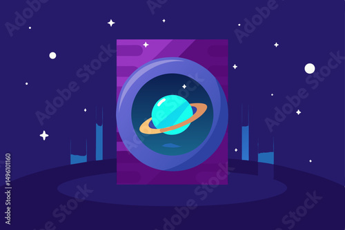 Mysterious Galaxy Portal Opening in the Sky 4K Wallpaper Vector Illustration Background