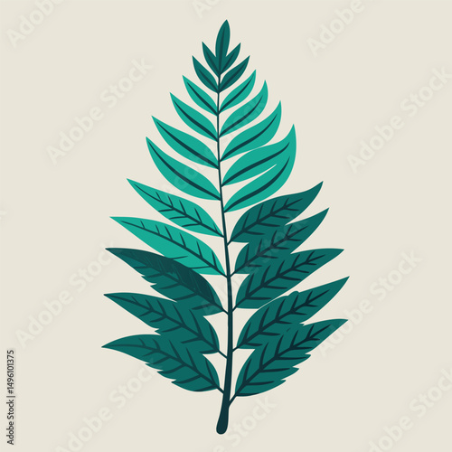 Flat Vector Of A Fern Leaf With Detailed Fronds  T