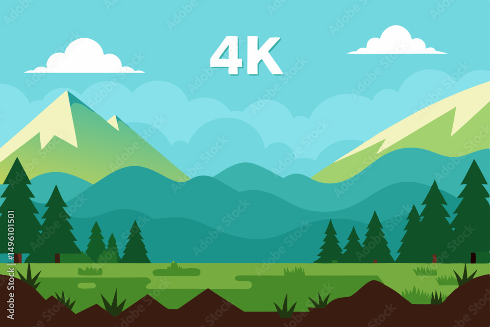 Obraz premium Simple Clean Vector Nature Landscape Background in 4K Resolution Vector Illustration Background