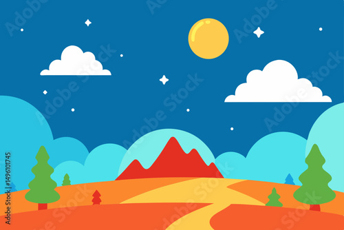 Creative Nature Scene with Dramatic Sky 4K Vector Illustration Background