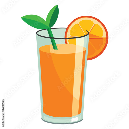 Glass Of Orange Juice  Refreshing Drink  Vector I