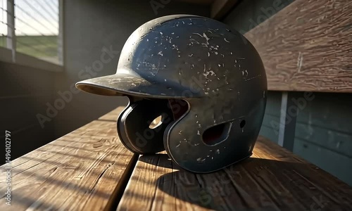 Helmet on bench