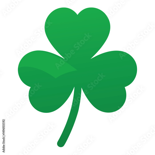 Green Shamrock With Rounded Heart Leaves  Flat Mi