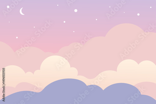 Soothing Calming Wallpaper with Gentle Pastel Sky Vector illustration Background
