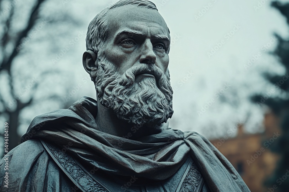 Obraz premium Statue of a man with a beard and a shawl