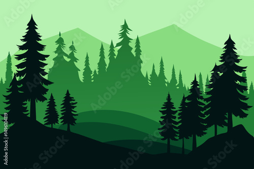 Sleek Modern Minimal Forest Silhouette 4K Vector illustration Background