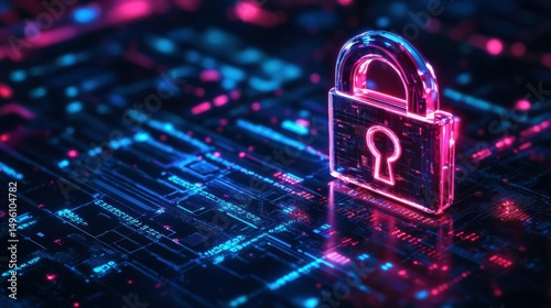 Cyber, personal data and information security. Internet and networking security system concept background. Banner. Copy space.