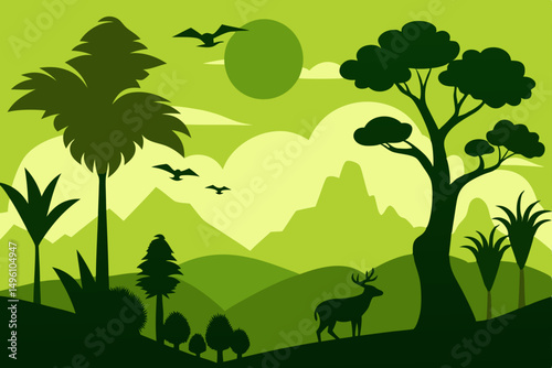Minimal Basic Nature Silhouette Scenic Wallpaper Vector illustration Background